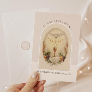 Biglietto d'auguri cattolico RCIA modificabile d'epoca - Biglietto d'auguri cattolico - Biglietto stampabile per catecumeni, biglietto d'auguri cattolico tradizionale