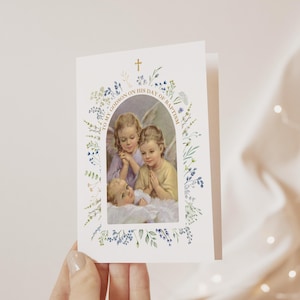 Vintage Godson Baptism Greeting Card | Catholic Greeting Card | Printable Card for Boy Christening, Religious Baptism, Catholic Boy Baptism