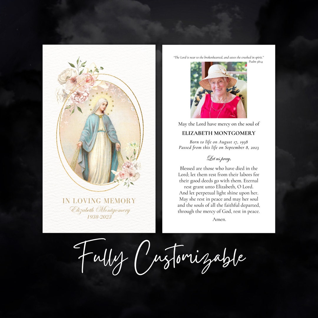 Custom Catholic Funeral Prayer Card Catholic Memorial Cards