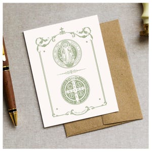 Saint Benedict Medal Greeting Card | Catholic Greeting Card | San Benedicto Tarjeta, Thinking of You Card, Thank You Card, Pack of 3 Digital