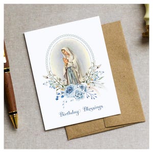 Tarjeta de felicitación mariana personalizada / Tarjetas de felicitación católicas / Tarjeta de felicitación católica tradicional imprimible, tarjeta editable para ocasiones especiales