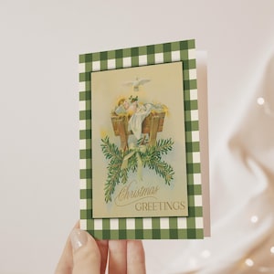 Vintage Religious Christmas Card | Catholic Greeting Card | Restored Vintage Baby Jesus Christmas Card, Christmas Jesus Card for Christians
