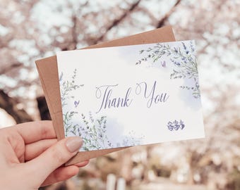 Holy Family Hearts Lavender of Provence Thank You Card | Catholic Wedding Template (Digital Download)
