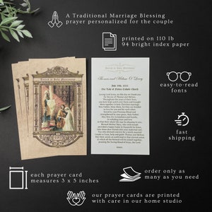 Personalized Catholic Wedding Prayer Cards Custom Prayer Cards Customized Wedding Favor Catholic Reception, Marriage Prayer for Couples image 2