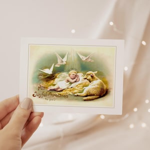 Vintage Baby Jesus Christmas Card | Catholic Greeting Card | Vintage Christmas Card Instant Download for Christian, Religious Greeting Card