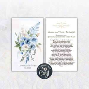 Catholic Wedding Prayer Card Template | Custom Prayer Card | Catholic Marriage Prayer Card Wedding Favor, Corjl Template for Engaged Couples