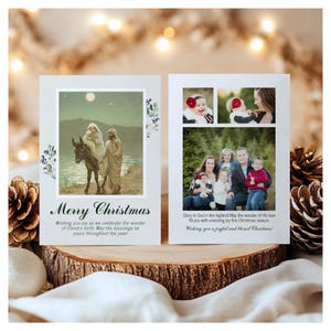 Merry Christmas Printable Photo Card | Christmas Photo Card | Vintage Holy Family Photo Card, Holy Family Photo Card Corjl Editable Template