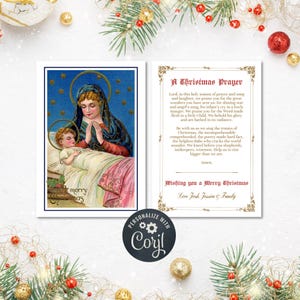 Personalized Christmas Prayer Card | Custom Prayer Cards | Christmas Prayer Card Template for Parish or School, Custom Catholic Prayer Cards