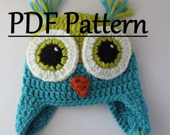 CROCHET PATTERN Owl Hat, Owl Hat, Crochet Owl Hat Pattern, Crochet Owl Pattern Hat, Crochet Hat Pattern Owl, Owl Hat Pattern, Pattern