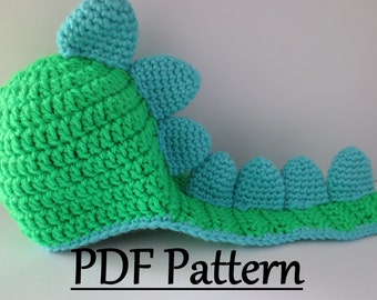 CROCHET PATTERN Dinosaur Hat, Crochet Dino Hat Pattern, Crochet Baby Dinosaur Hat, Dinosaur Pattern Crochet, Crochet Hat Pattern Dinosaur