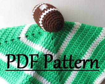 Crochet Football Security Blanket Pattern, Crochet Football Lovey Pattern, Crochet Baby Security Blanket Football Pattern, Crochet Pattern
