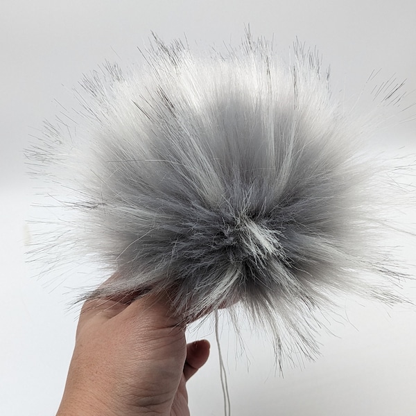 Luxury Faux Fur Pom. Pom. Pom Pom. Silver Glacier.Neutral. Gray. Creamy..Hats