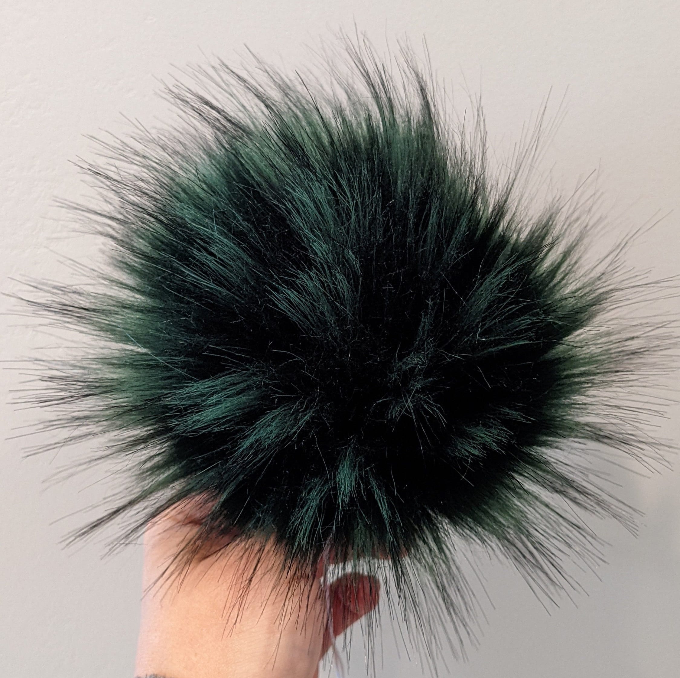 Custom Green and Black Pom-Pom Hat Set Advertising Two-Tone Knit Pom Beanies with Cuff (Unisex) main image 2