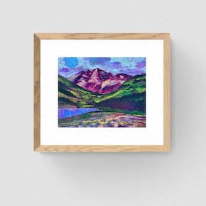 Maroon Bells-La famosa stampa giclée senza cornice dei Maroon Bells del Colorado di Karen DeFrates