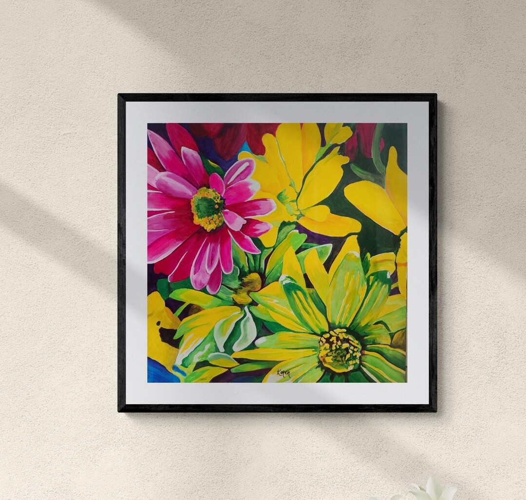 Pink and Yellow Daisy Flower Bouquet - Etsy