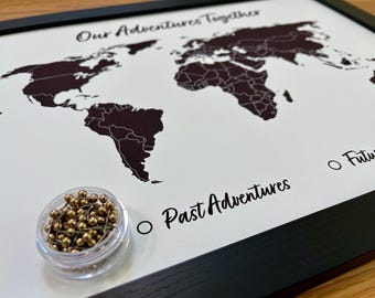 Push Pin World Map, Cotton Canvas Travel Tracker, Anniversary Gift