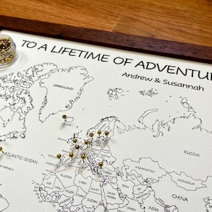 World Canvas Push Pin Personalized Map, Custom Push Pin Map, Anniversary Cotton Gift, Wedding Gift, Father's Day Gift, Birthday Gift