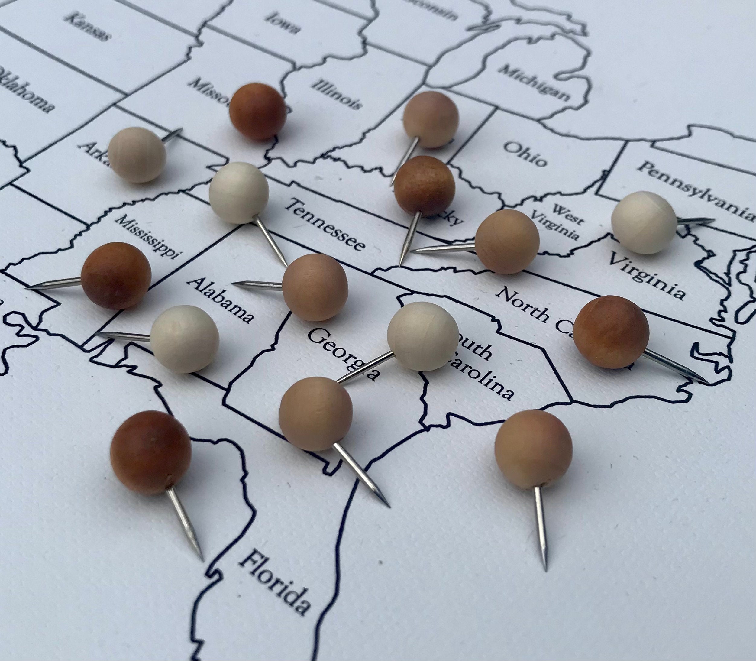 Wooden Tree Push Pins - Etsy