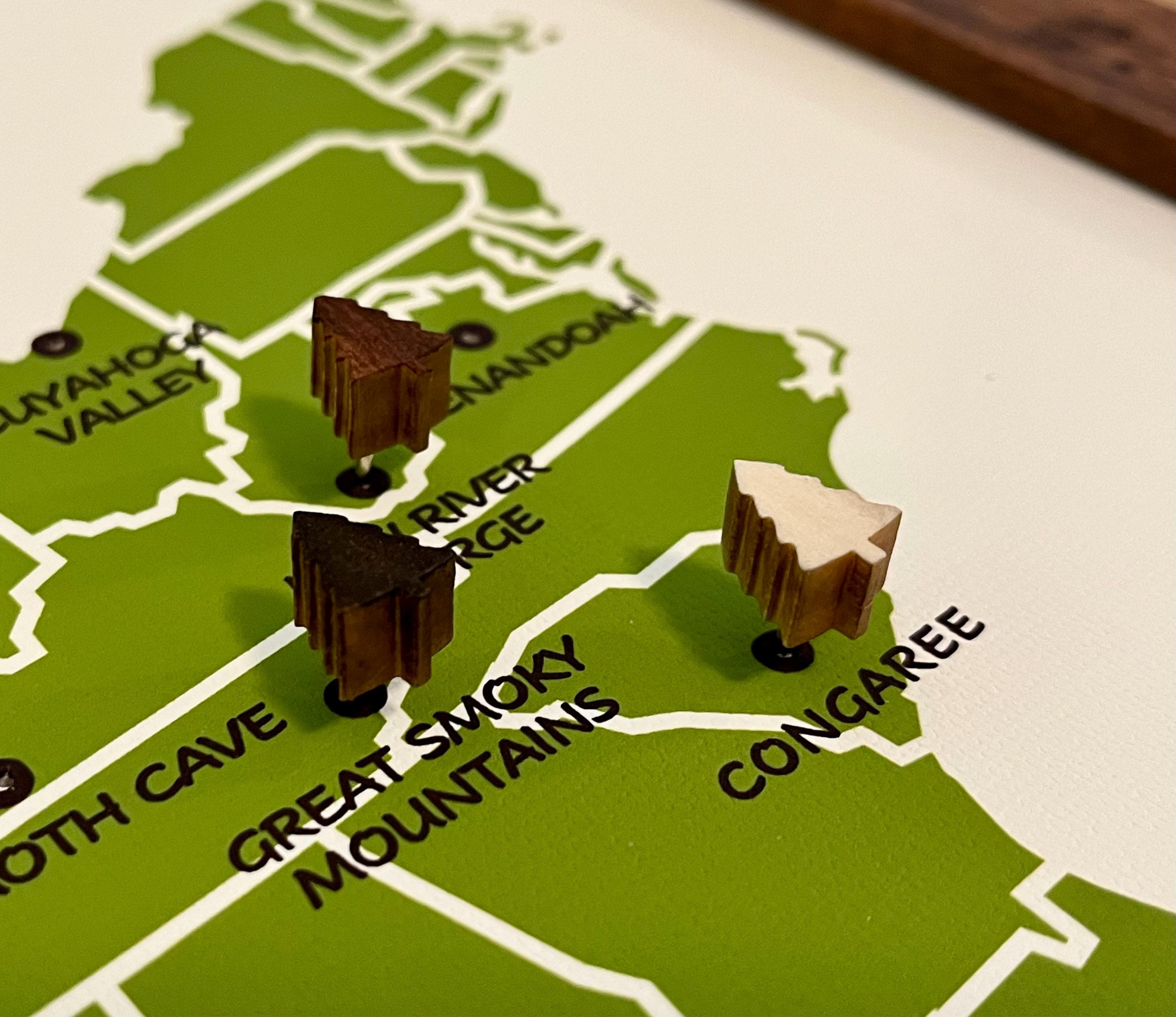 Tree Map Pin Wooden Tree Map Push Pins: National Parks Travel Pins - Etsy