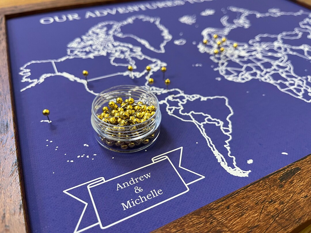 Personalized World Travel Map With Pins: Push Pin Canvas Map - Etsy