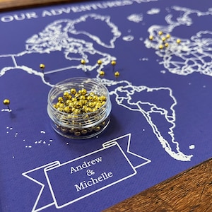 Personalized World Travel Map with Pins: Push Pin Canvas Map