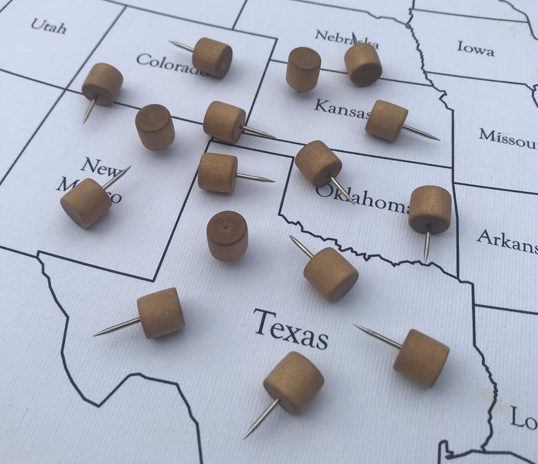 Cylindrical Wooden Push Pins, Wood Pushpins, Wood Map Pins, Add on Push Pins Etsy
