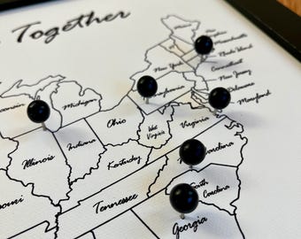 US Push Pin Canvas Map: Cotton Anniversary Travel Tracker