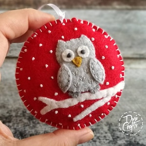 Felt Owl Christmas ornaments, Woodland Christmas decorations