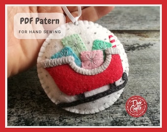 Sleigh Christmas ornament PDF Tutorial & Pattern for Hand Sewing / DIGITAL Instant Download