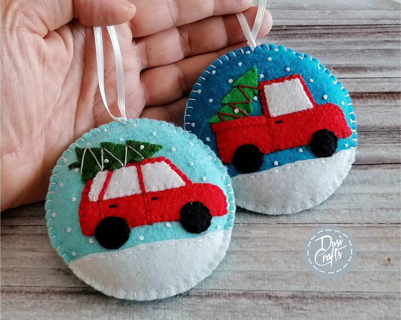 Felt Christmas Car Ornament With Tree on the Roof, Christmas Truck and ...