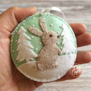 Wool Felt Christmas Bunny ornament, Rabbit ornament with / possible personalization on the back Mint pistachio