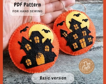 Halloween Felt Haunted Mansion ornaments PDF Tutorial & Pattern for Hand Sewing / BASIC version / DIGITAL Instant Download