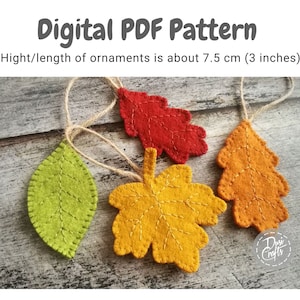 Simple Fall Acorn and leaves felt ornaments PDF Tutorial & Pattern for Hand Sewing / DIGITAL Instant Download image 5