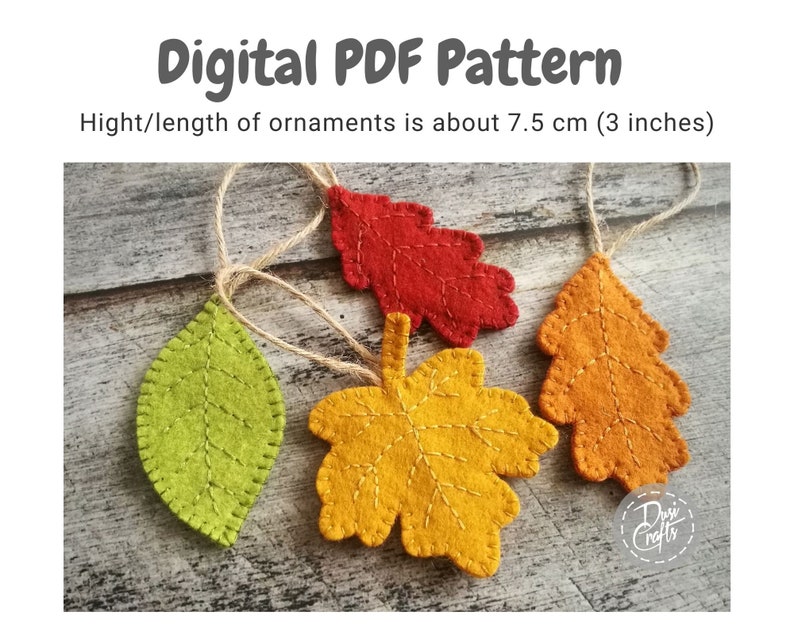 Simple Fall Acorn and leaves felt ornaments PDF Tutorial & Pattern for Hand Sewing / DIGITAL Instant Download image 5