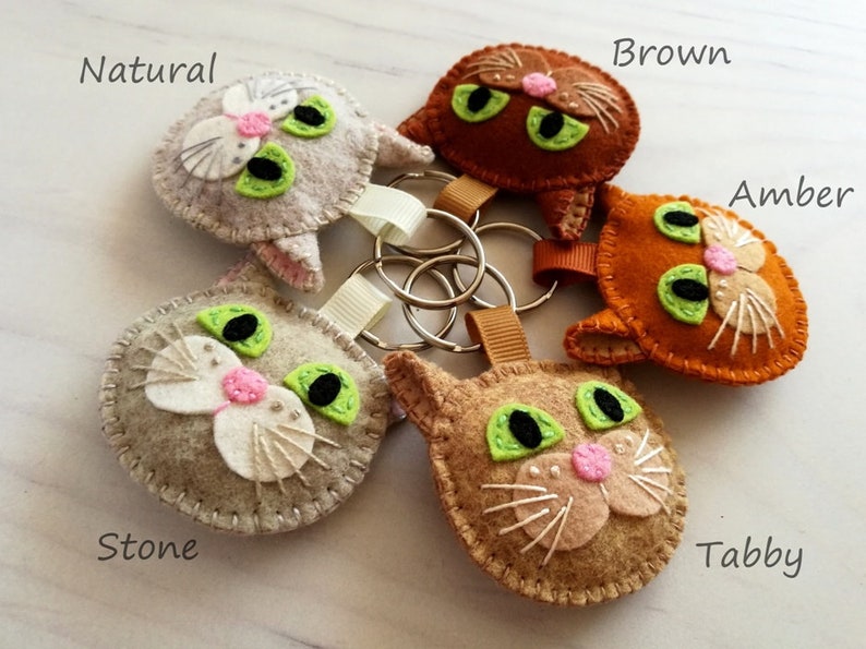 Wool Felt Cat keychain Felt Black cat key chain Black cat Etsy