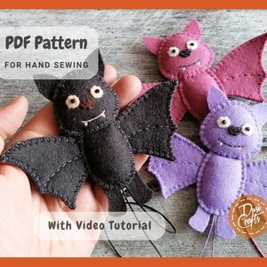 Halloween Bat Felt Ornaments DIY PDF Tutorial & Pattern for Hand Sewing ...