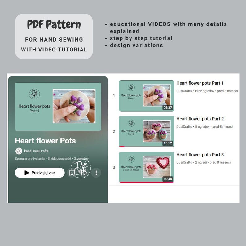 Felt Pot Pattern Pattern for Felt Heart Flower Pots Ornaments, PDF Hand Sewing Tutorial ...