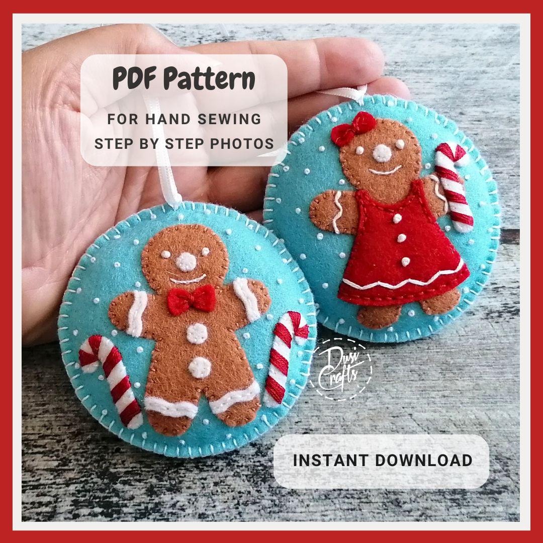PDF Pattern for Gingerbread Man and Woman With Candy Canes, Christmas ...