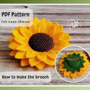 PDF Pattern for Felt Sunflower Heart ornaments, Hand Sewing Tutorial/ DIGITAL Instant Download / Includes video instructions image 6