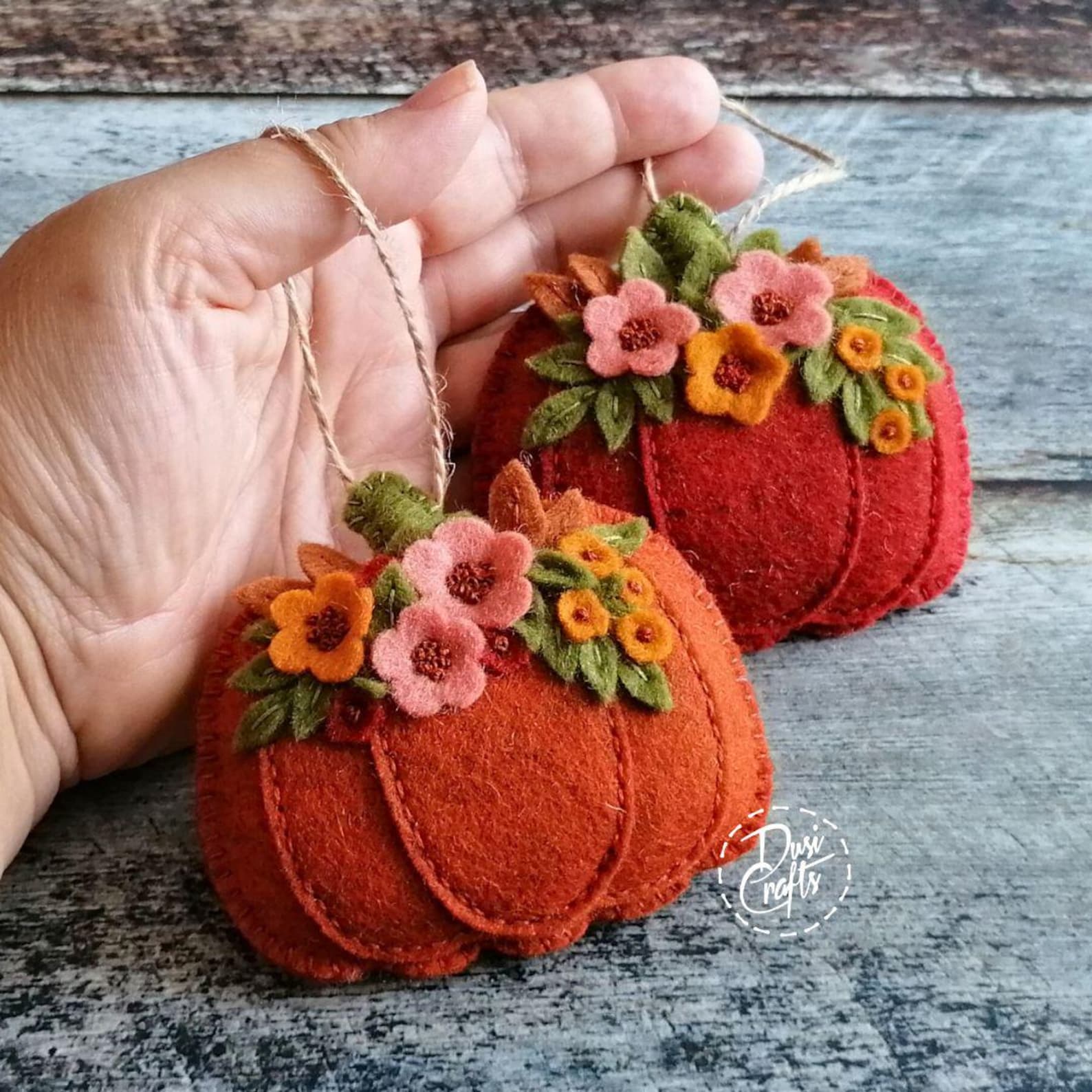 Orange Pumpkin Pair Hand Felted Wool - Medium Arcadia Home main image 0