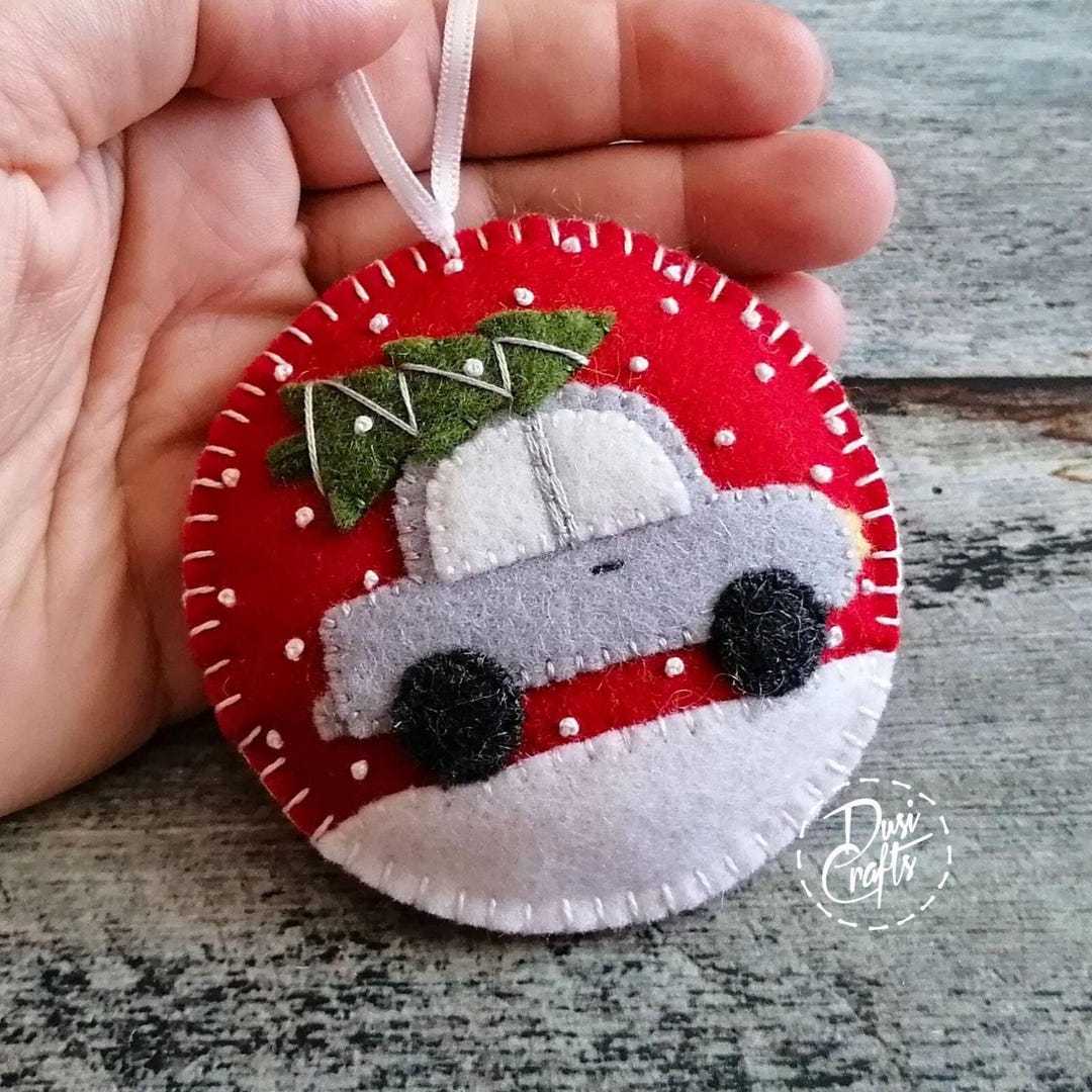 Felt Christmas Car Ornament With Tree on the Roof, Christmas Truck and ...