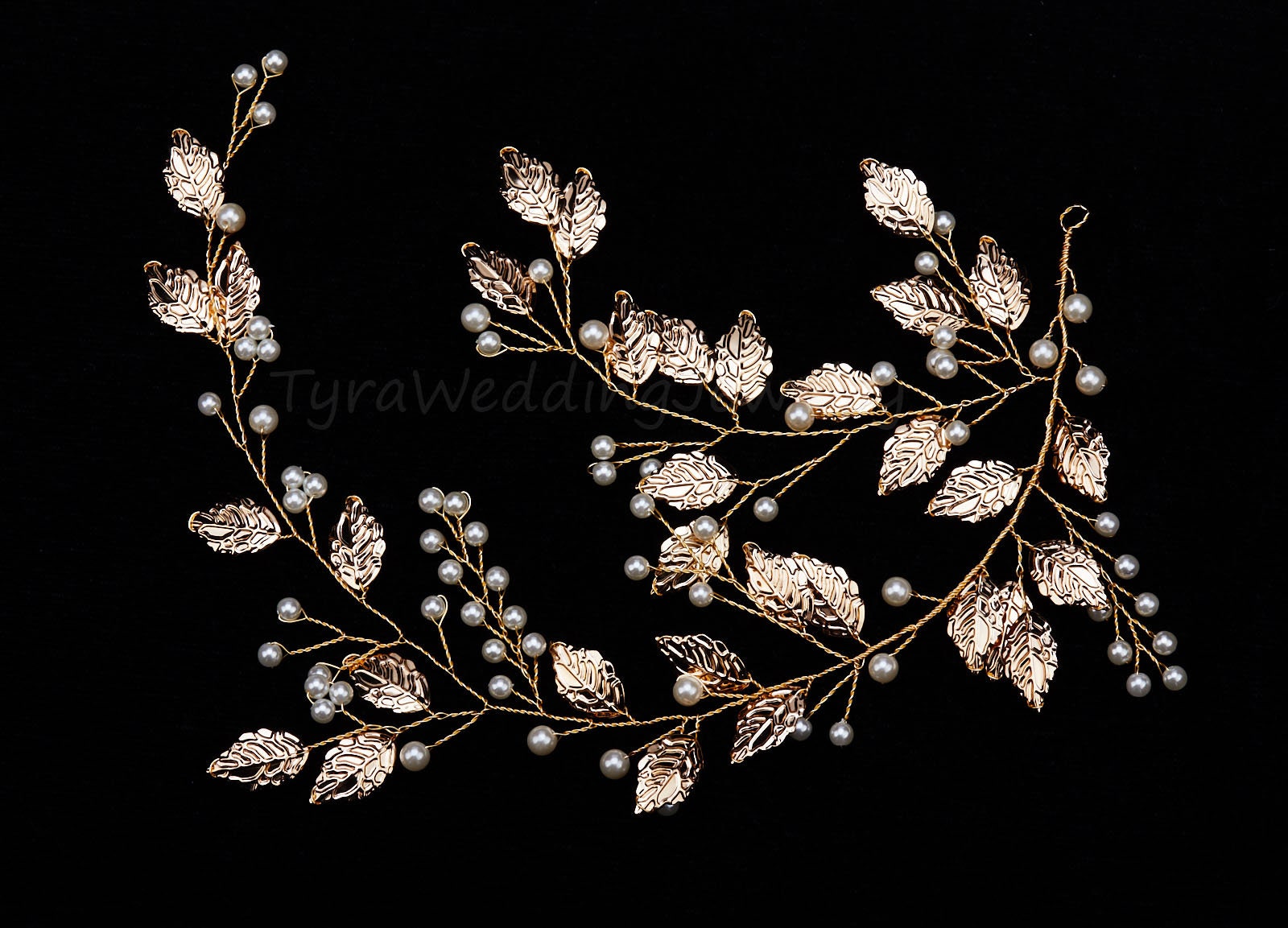 Golden Leaf Flower Foreign Trade Hair Band Wedding Dress Accessories JewelryDD