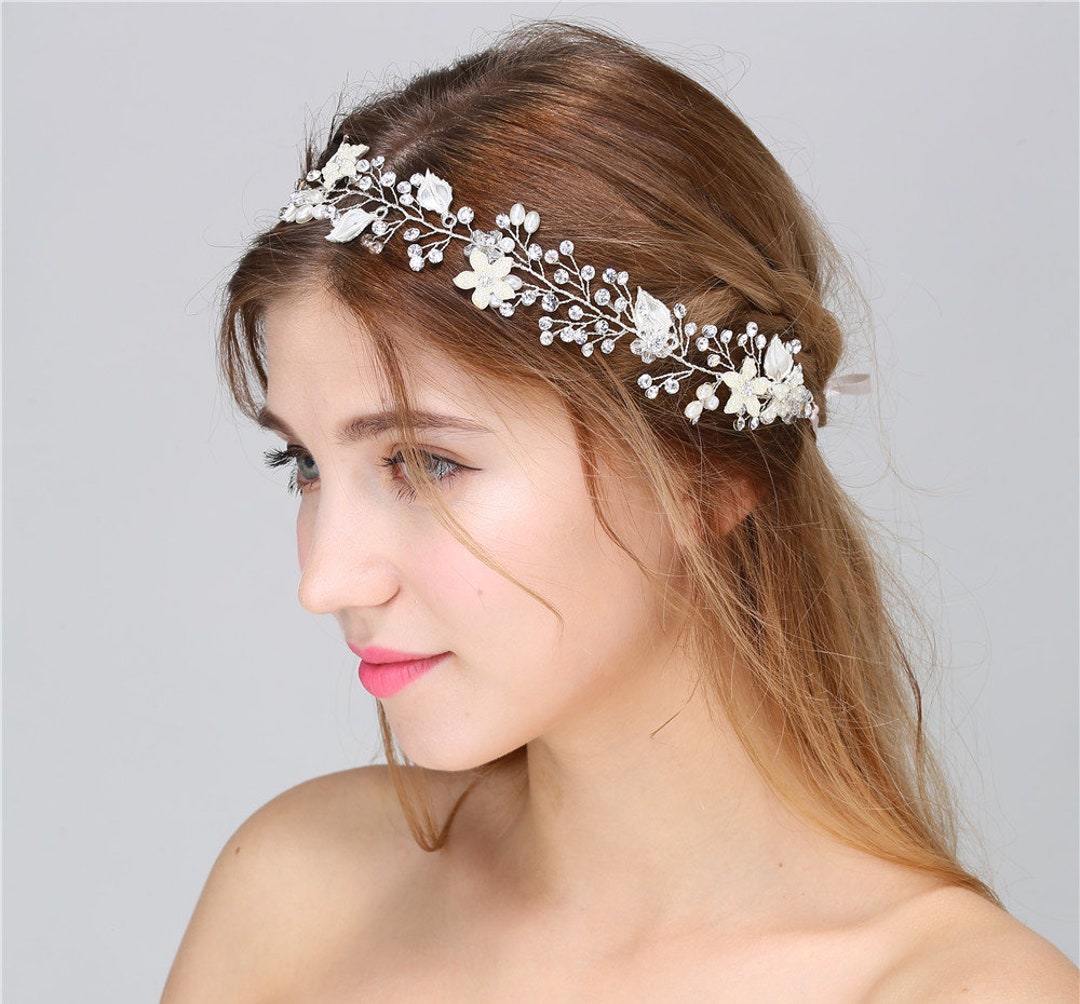 Floral Wedding Headband Floral Bridal Headband Flower Etsy