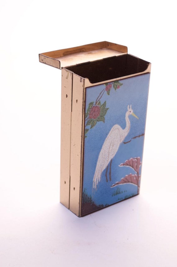 Mid-Century Modern Enamel and Brass "Egret" Cigar… - image 4