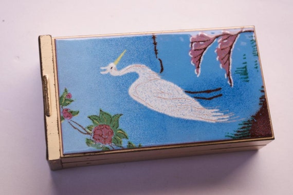 Mid-Century Modern Enamel and Brass "Egret" Cigar… - image 6