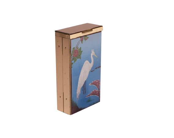 Mid-Century Modern Enamel and Brass "Egret" Cigar… - image 1