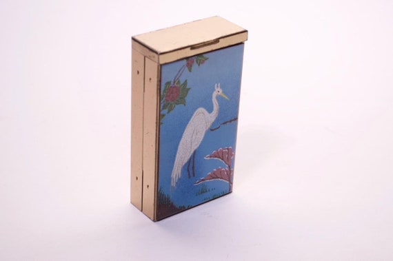 Mid-Century Modern Enamel and Brass "Egret" Cigar… - image 3