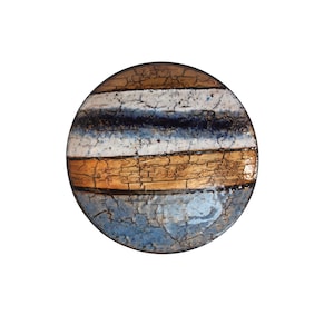 Modernist Blue, White and Gold Enamel on Copper Dish
