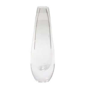 Kosta Boda Blown Glass Vase With Floral Etching