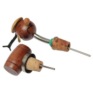 Set of Two Mid-Century Teak Wine Stoppers